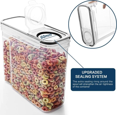 MCIRCO Cereal Container Set - Airtight Food Storage Dispensers with Measuring Tools | 4L (135.2oz) - Set of 6
