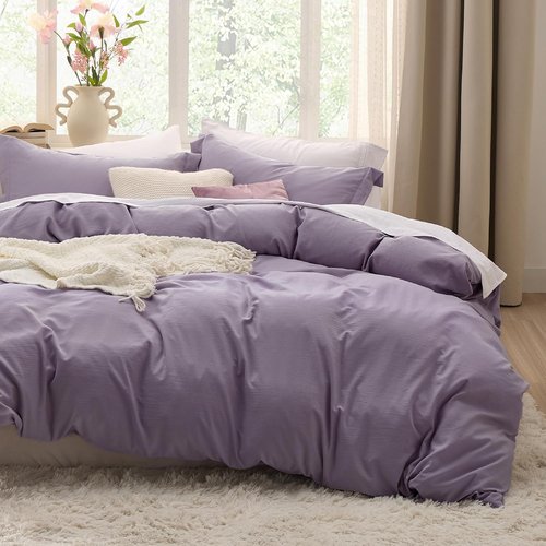 Bedsure Duvet Cover Set - Extra Soft Grayish Purple Queen Size Bedding, 3 Pieces with Zipper Closure