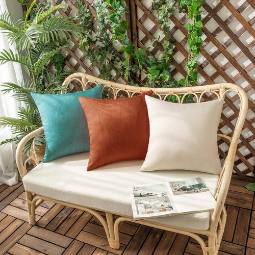 Woaboy Set of 2 Outdoor Waterproof Throw Pillow Covers Rust Decorative Farmhouse Pillowcase Solid Fall Cushion Cases for Patio Tent Balcony Couch Sofa Car 12x20 inch