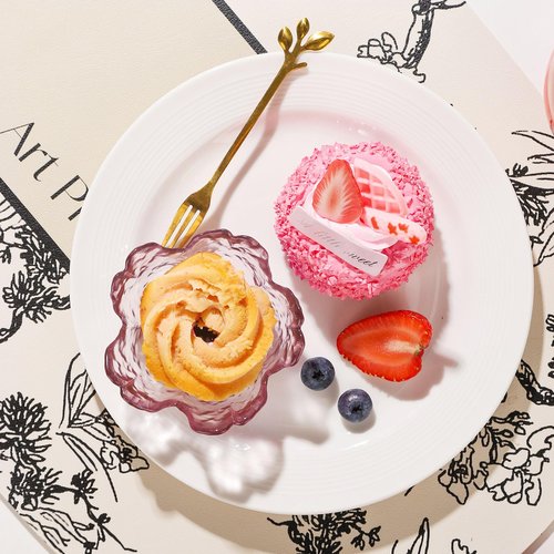 WHJY 8 pack Cute Sauce Dishes Glass Dish Set for Soy Sauce Snacks Tea Bag Mini Glass Bowls Clear Pink Cherry Blossom Soy Sauce Dishes