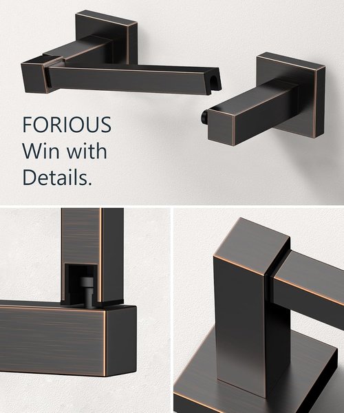 FORIOUS Toilet Paper Holder - Rustproof Stainless Steel Double Post Pivoting Design | Oil Rubbed Bronze Finish
