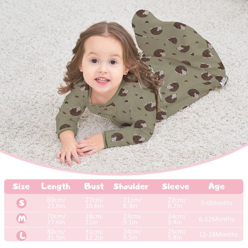 Miracle Baby Sleep Sack with Long Sleeve, 100% Breathable Cotton Wearable Blanket with Two-Way Zipper for Infants 0–18 Months