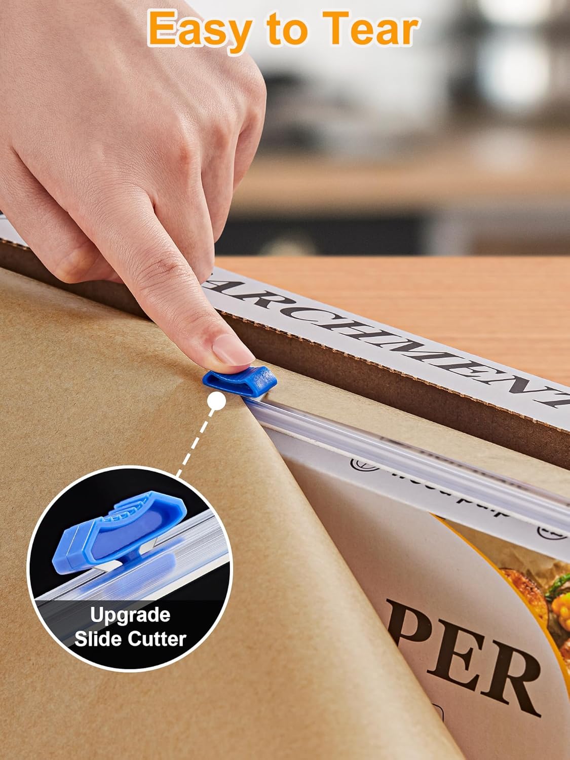 SMARTAKE Non-Stick Parchment Paper Roll - 12" x 300 ft | Heavy Duty Baking Sheets with Slide Cutter