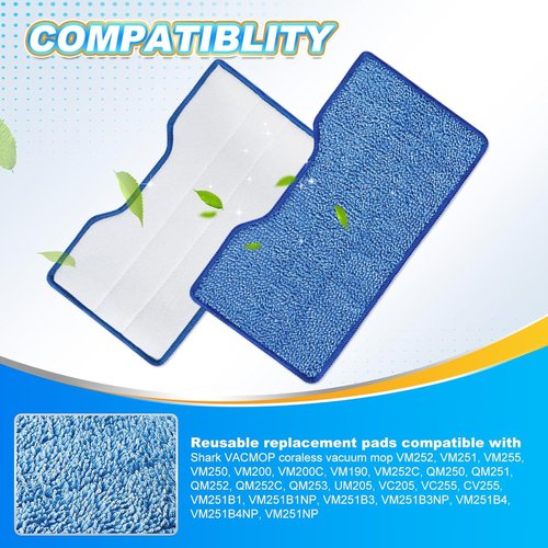 KEEPOW Reusable Mop Pads - Compatible Replacement for Shark VACMOP VM252, VM200, VM401 | 4+2+1 Pack