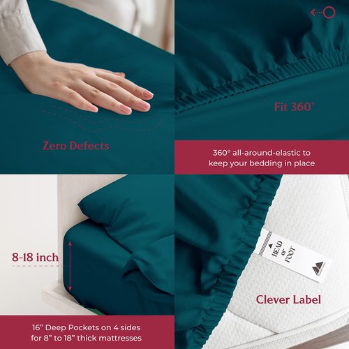 Mayfair Linen Luxury 100% Egyptian Cotton King Fitted Sheet Only - Premium 800 TC Hotel Quality Deep Pocket Cotton Fitted Sheets, Soft, Sateen Weave Bottom Sheet, Fits Mattress up to 18 in - Teal