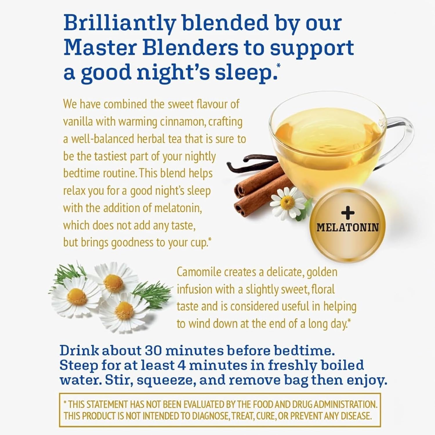Twinings Superblends Sleep+ Herbal Tea - 1mg Melatonin, Chamomile, Cinnamon & Vanilla | Caffeine-Free, 96 Bags