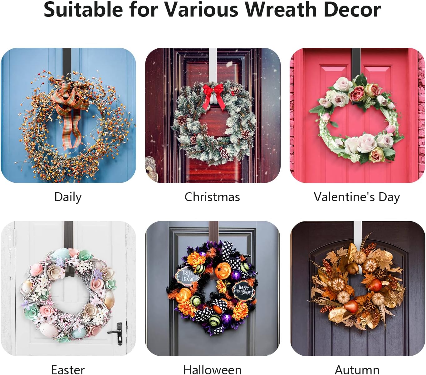 Adjustable Wreath Hanger by [Brand Name] - Over The Door Design, 15 to 25 Inches, Holds 20 lbs | Perfect for Christmas Decor