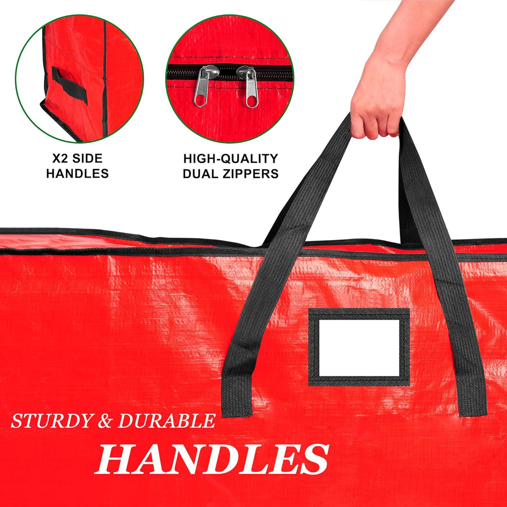 Skiennix Christmas Tree Storage Bag - Waterproof Protection for 7.5 ft Artificial Trees | Durable Handles & Zippers, Red
