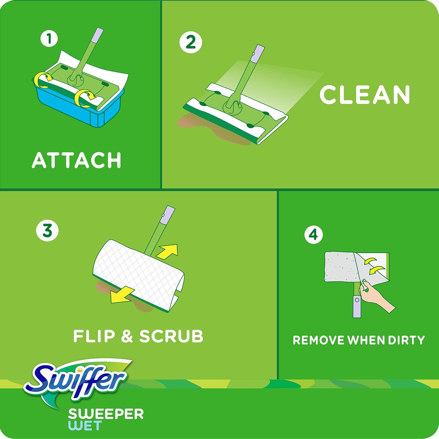 Swiffer Sweeper Wet Mopping Pads - Multi-Surface Refills with Open Window Fresh Scent | 12 Count