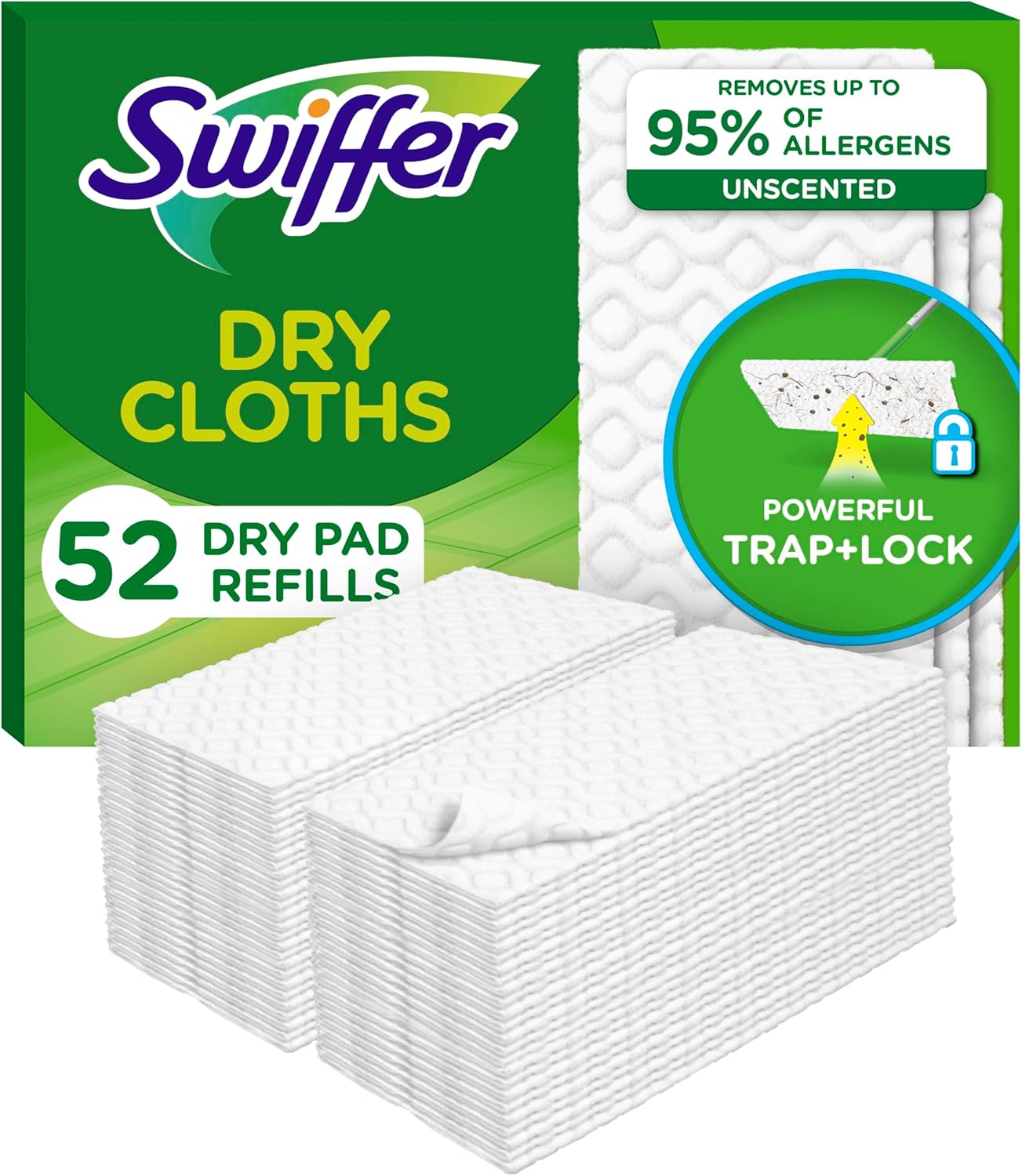 Swiffer Sweep + Mop Dry Pads Refill - Unscented Floor Cleaner for Dirt & Dust | 52 Count