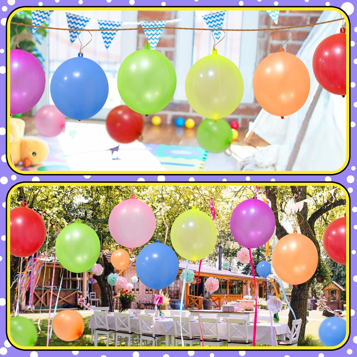 Punch Balloons - 48pcs Neon Bounce Balloons with Rubber Bands | Perfect Party Favors for Kids
