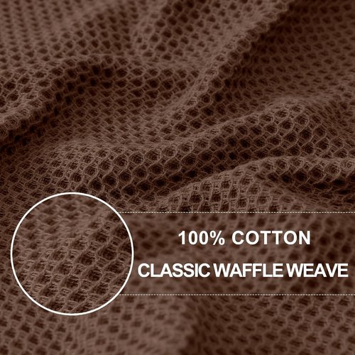 Homaxy Kitchen Dish Towels - Ultra Soft 100% Cotton Waffle Weave, Quick Drying, 12-Pack, Coffee, 13 x 28 Inches