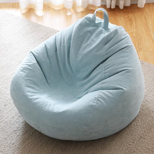 ISAENNE Large Bean Bag Chair Cover Only(No Filler),Blue Bean Bag Covers Stuffable Bean Bags Memory Foam Soft Premium Corduroy Stuffable Bean Bags for Kids,35.4"*30.7"*30.7"