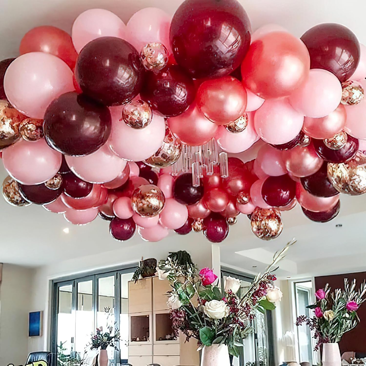 PartyWoo Burgundy Balloons - 50pcs 5-Inch Dark Chestnut Red Balloons for Graduation & Events