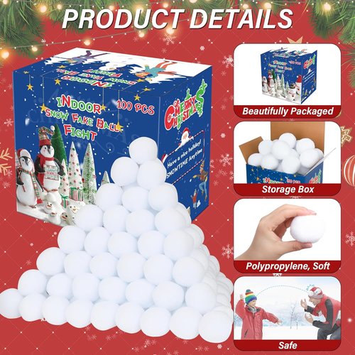 Homiar Snow Toy Balls - 150 Pack Soft Indoor & Outdoor Snow Fight Balls for Kids | Perfect for Christmas Fun