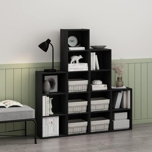 Furinno PASIR 4-Tier Modern Bookshelf - Open Shelves Bookcase for Living Room & Home Office | Blackwood Finish
