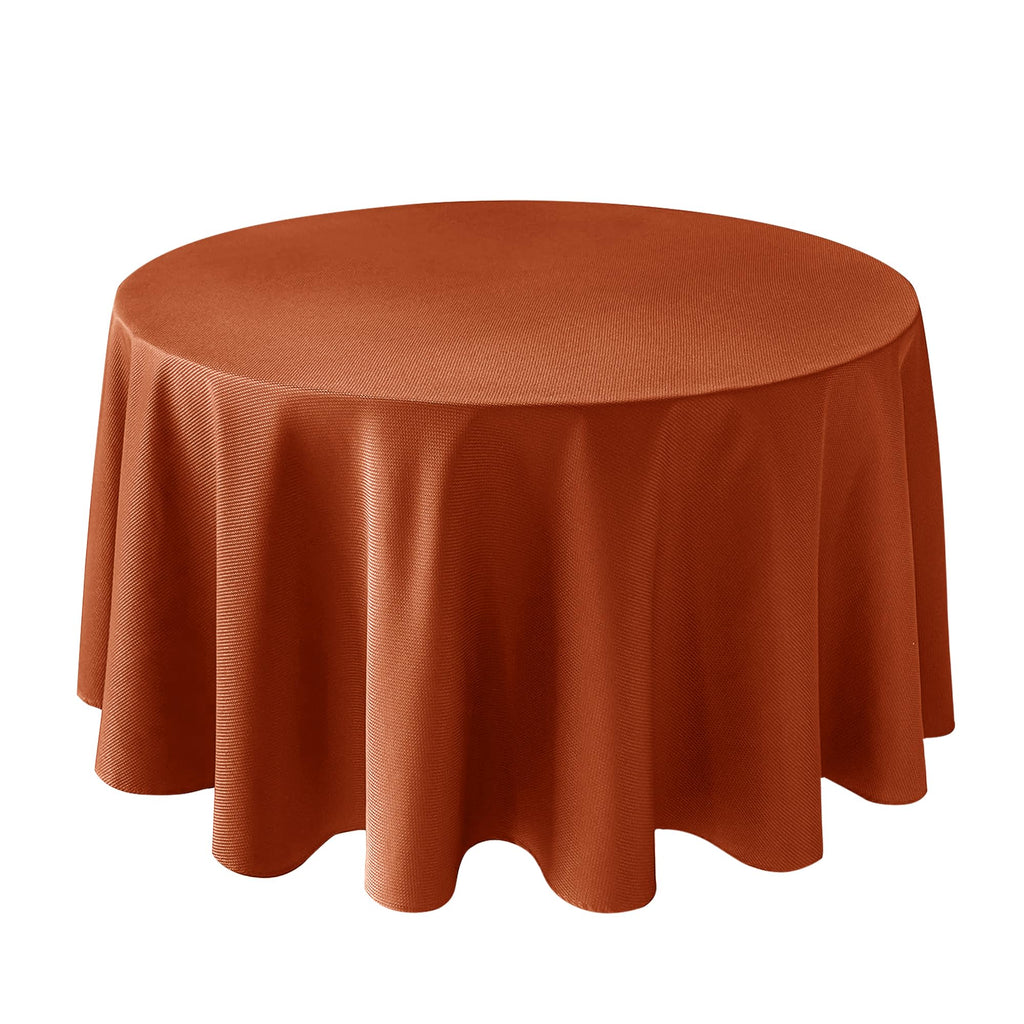 Biscaynebay Fall Tablecloth Textured Fabric Round Tablecloths 90", Rust Thanksgiving Autumn Harvest Water Resistant Fabric Tablecloths for Kitchen, Dining, Wedding, Parties Machine Washable
