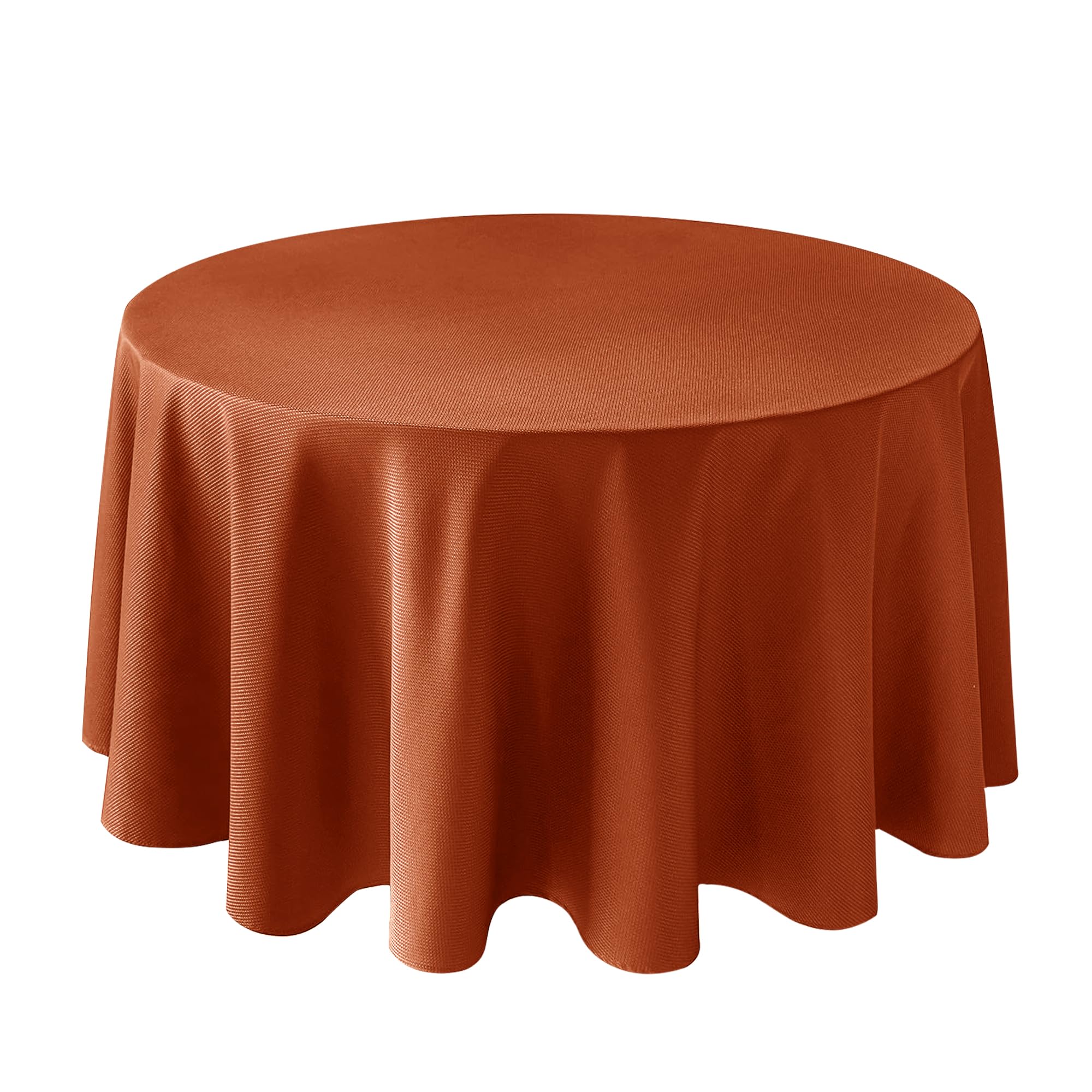 Biscaynebay Fall Tablecloth Textured Fabric Round Tablecloths 90", Rust Thanksgiving Autumn Harvest Water Resistant Fabric Tablecloths for Kitchen, Dining, Wedding, Parties Machine Washable