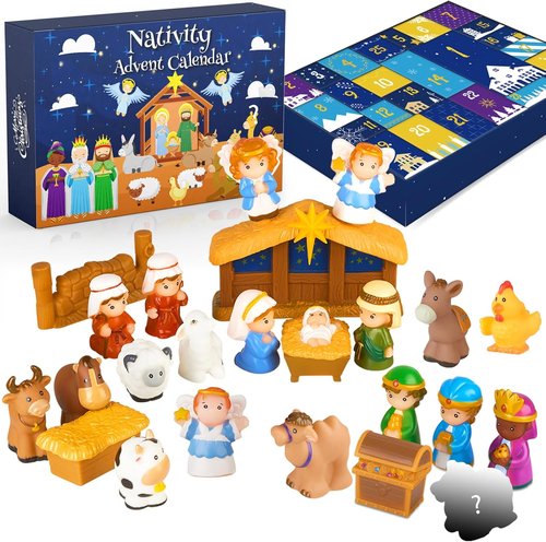 COOLTUNE Nativity Advent Calendar 2023 - Christmas Story Playset for Kids | 25-Piece Scene Set for Ages 1-6