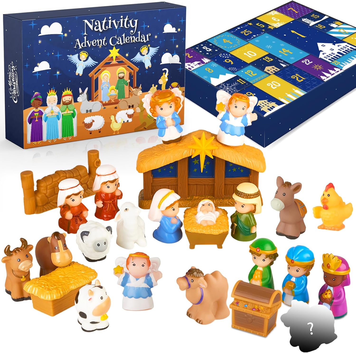 **Nativity Advent Calendar 2025 - Christmas Story Playset for Kids | 25-Piece Nativity Scene Set**