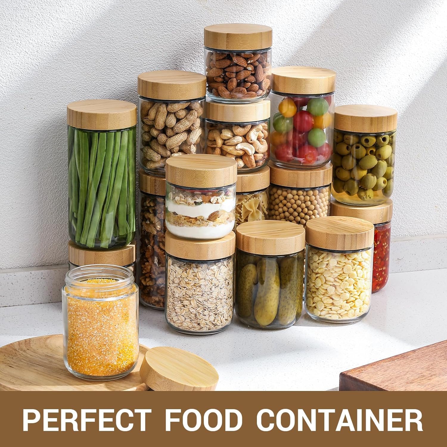 NETANY 16oz Glass Jars - Airtight Lids for Overnight Oats & Food Storage | 6-Pack Wide Mouth Containers