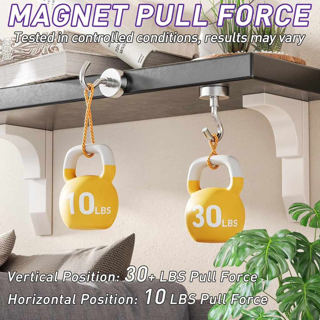 Skiennix 12 Pack Magnetic Hooks - Heavy Duty 30lbs+ Metal Hooks for Kitchen, Fridge & Classroom | Perfect for Cruise Cabins & Beach Vacations