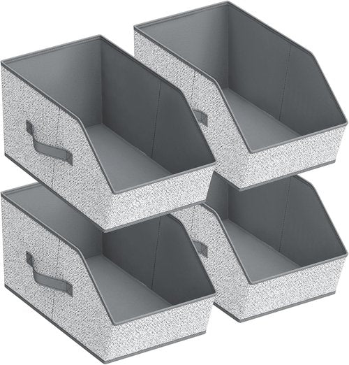 Homsorout Large Closet Storage Cubes - Versatile Bins with Dual Handles for Clothes & Toys | Light Gray, 4 Pack