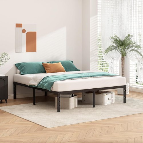 HLIPHA Metal Platform Bed Frame - 14-Inch Tall King Size with Heavy-Duty Support Slats | Easy Assembly, Black
