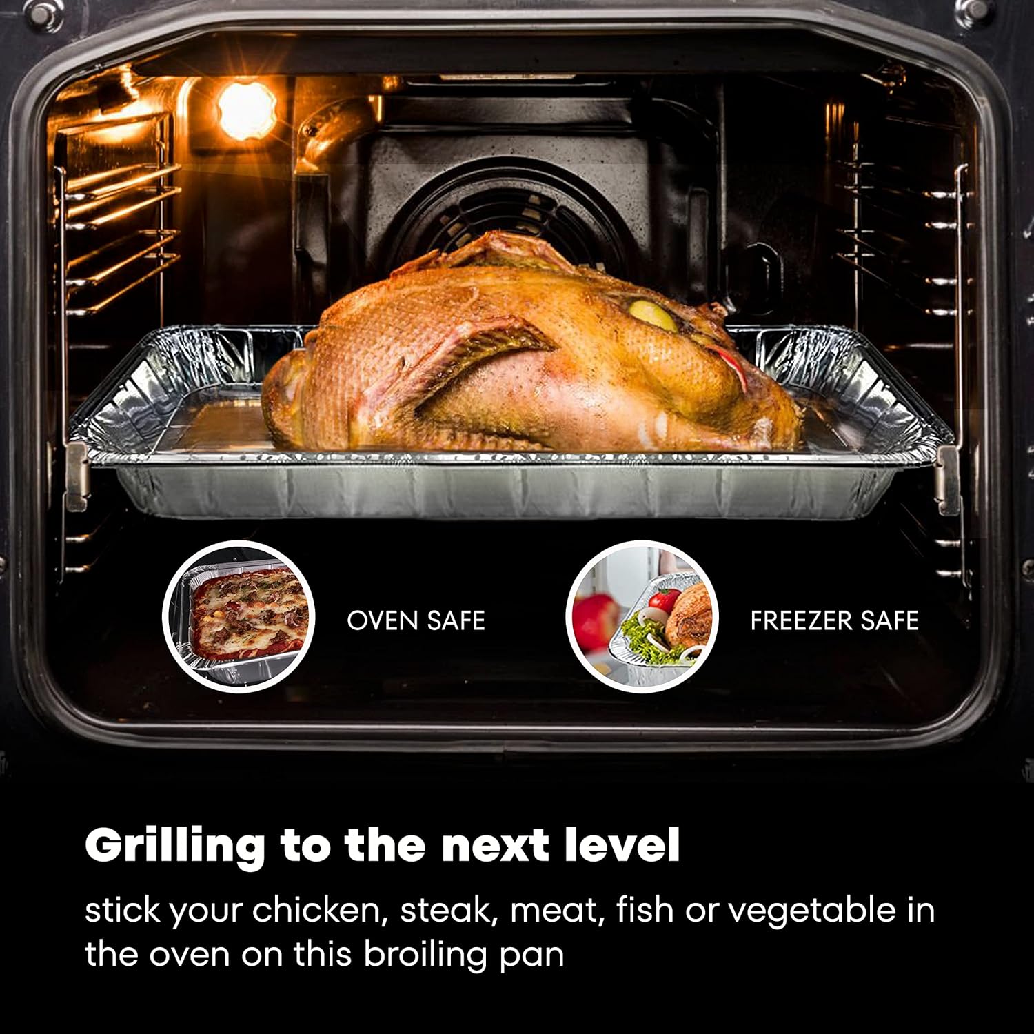 Pack of 25 Durable Aluminum Broiler Pans by [Brand Name] - Ideal for BBQ & Grill - 13.4" x 9" x 0.85"