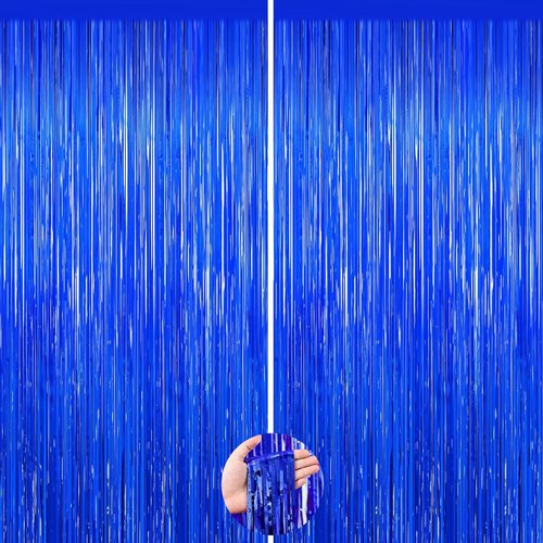 Blue Party Decorations by [Brand Name] - 2-Pack Ocean-Themed Streamers & Tinsel Fringe Curtains for Birthdays, Weddings & Celebrations