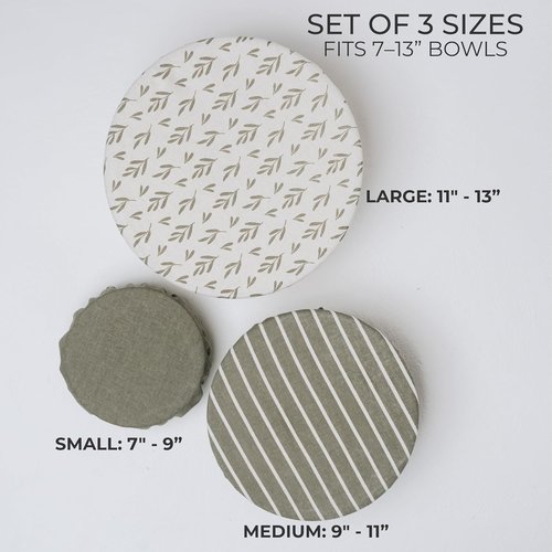 Beautiful Linen Cotton Blend Bowl Covers - Reusable Set of 3 for Bread Proofing | Fits 7" to 13" Bowls