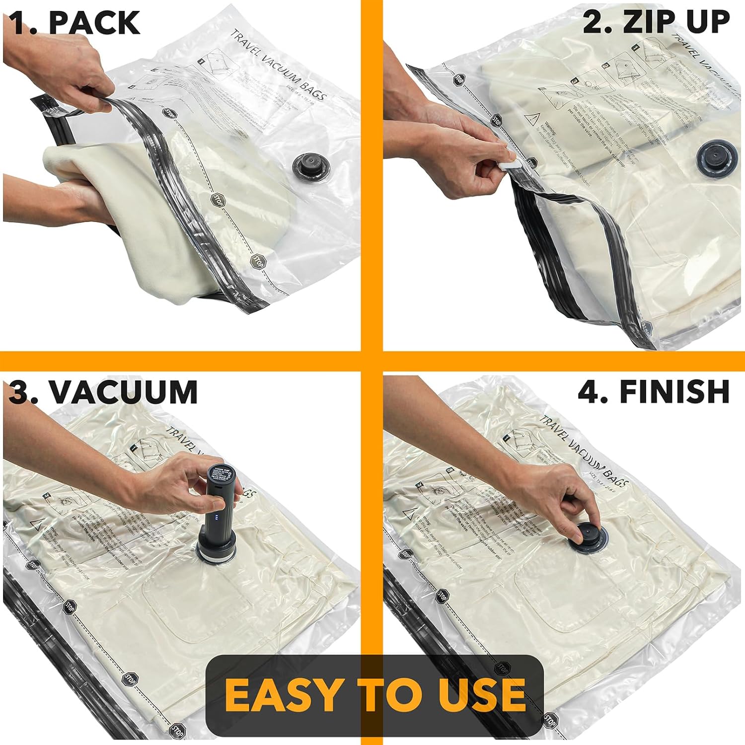 SpaceAid Travel Vacuum Bags - 21 Pack Compression Bags with Electric Pump for Clothing & Luggage