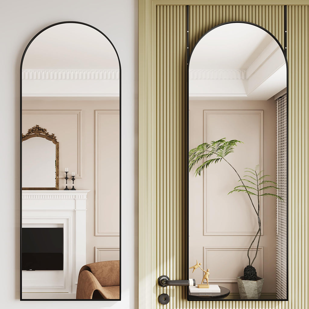 Protylctaster Over The Door Mirror Full Length Mirrors Door Hanging,19"x51"Door Mirror Full Length,Mirrors Wall Mounted(Black)