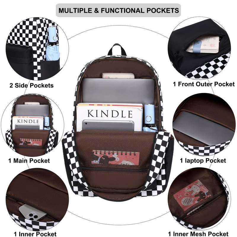 Sugaroom Lightning Print School Backpack for Girls Boys Backpack with Lunch Box Teen Kids Backpack Middle School Bags Preschool Primary Elementary Bookbags Set