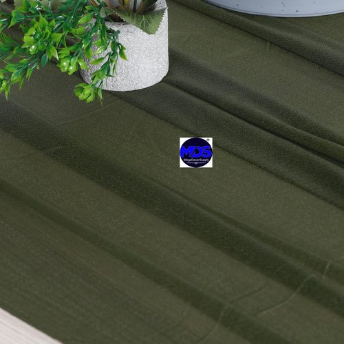 MDS 1 Pack 14ft Chiffon Table Runner 29 x170 Inches Sheer Wedding Runner Romantic Rustic Table Runner for Wedding Decorations, Birthday Parties, Bridal Shower Party Arch Decor - Olive Green