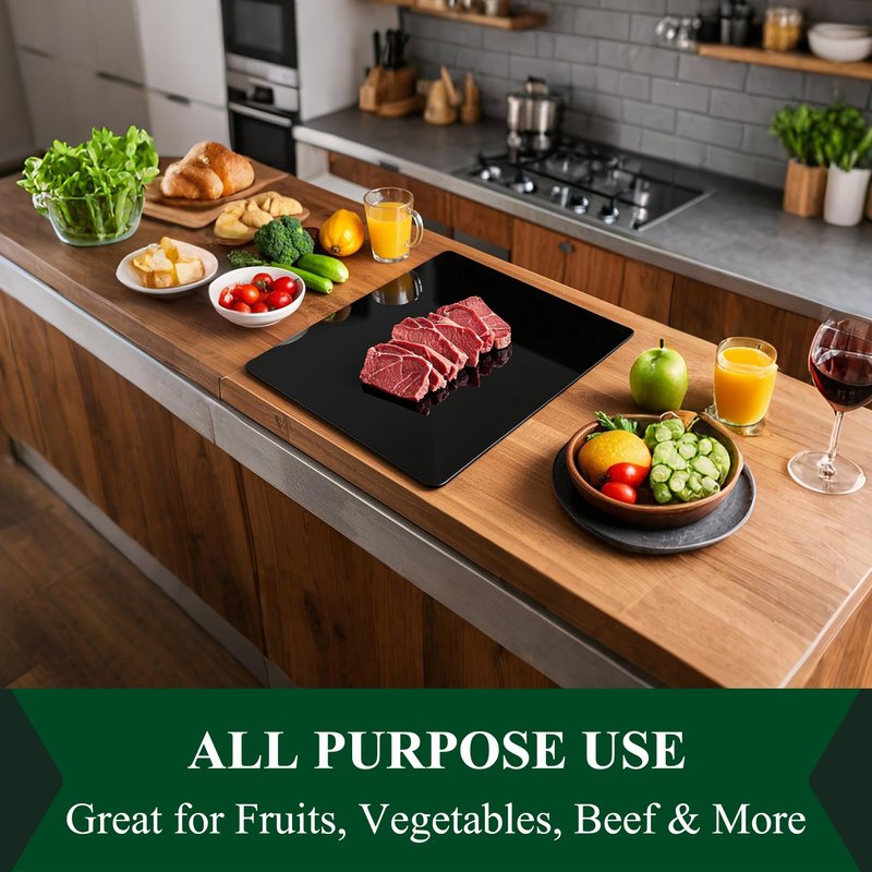 Phore Tempered Glass Cutting Board for Kitchen, Black Cutting Board for Countertop, Dishwasher Safe, Scratch Resistant, Heat Resistant, Shatter Resistant (16"x12", Black)
