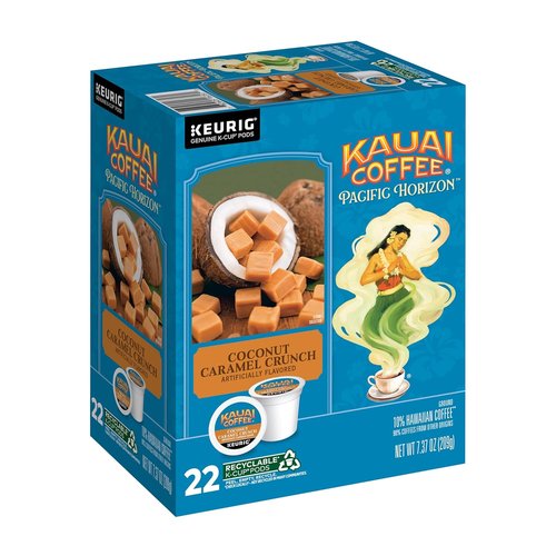 Kauai Coffee K-Cup Pods - Medium Roast Arabica Coffee with Nutty Caramel & Tropical Coconut | 22 Single Serve K-Cups