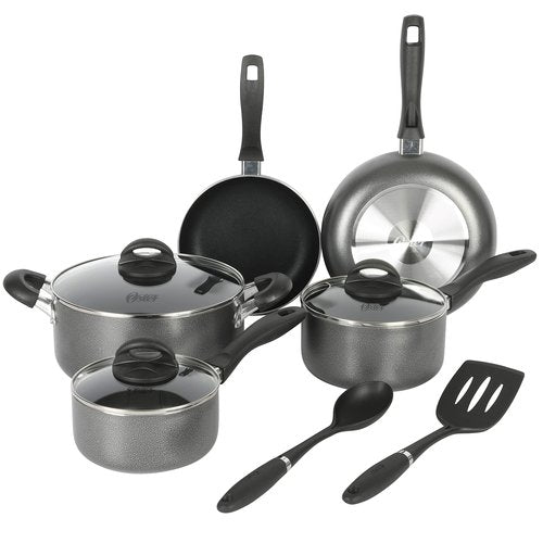 Oster Clairborne 10 Piece Aluminum Cookware Set W/Tools