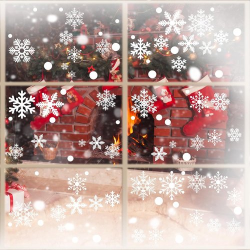 Afmivs Snowflake Window Clings - 321PCS Christmas Decor for Glass Windows | Winter Holiday Stickers