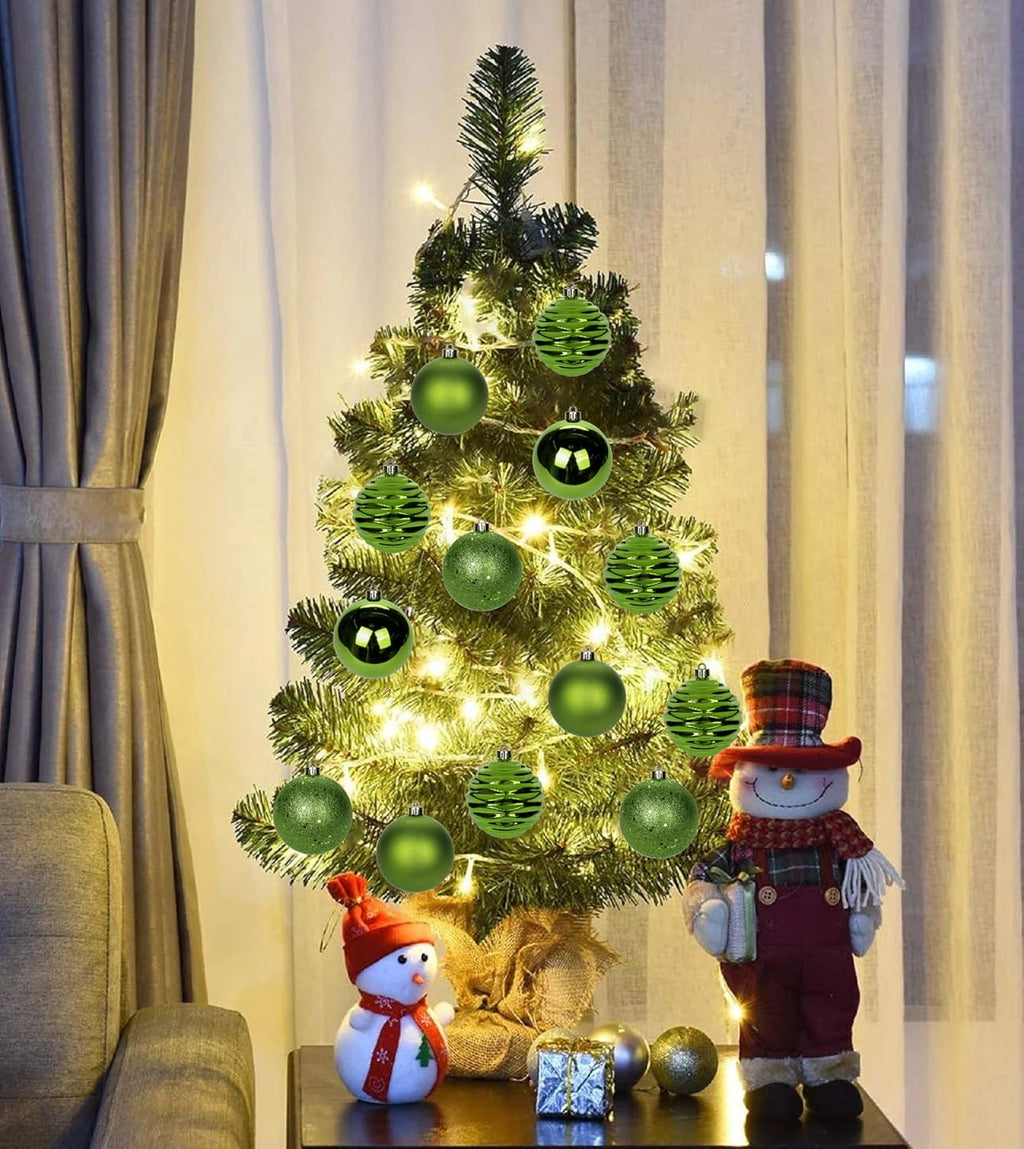 Skiennix Green Christmas Ball Ornaments - 12Pcs Shatterproof Medium Tree Decorations for Holiday Decor