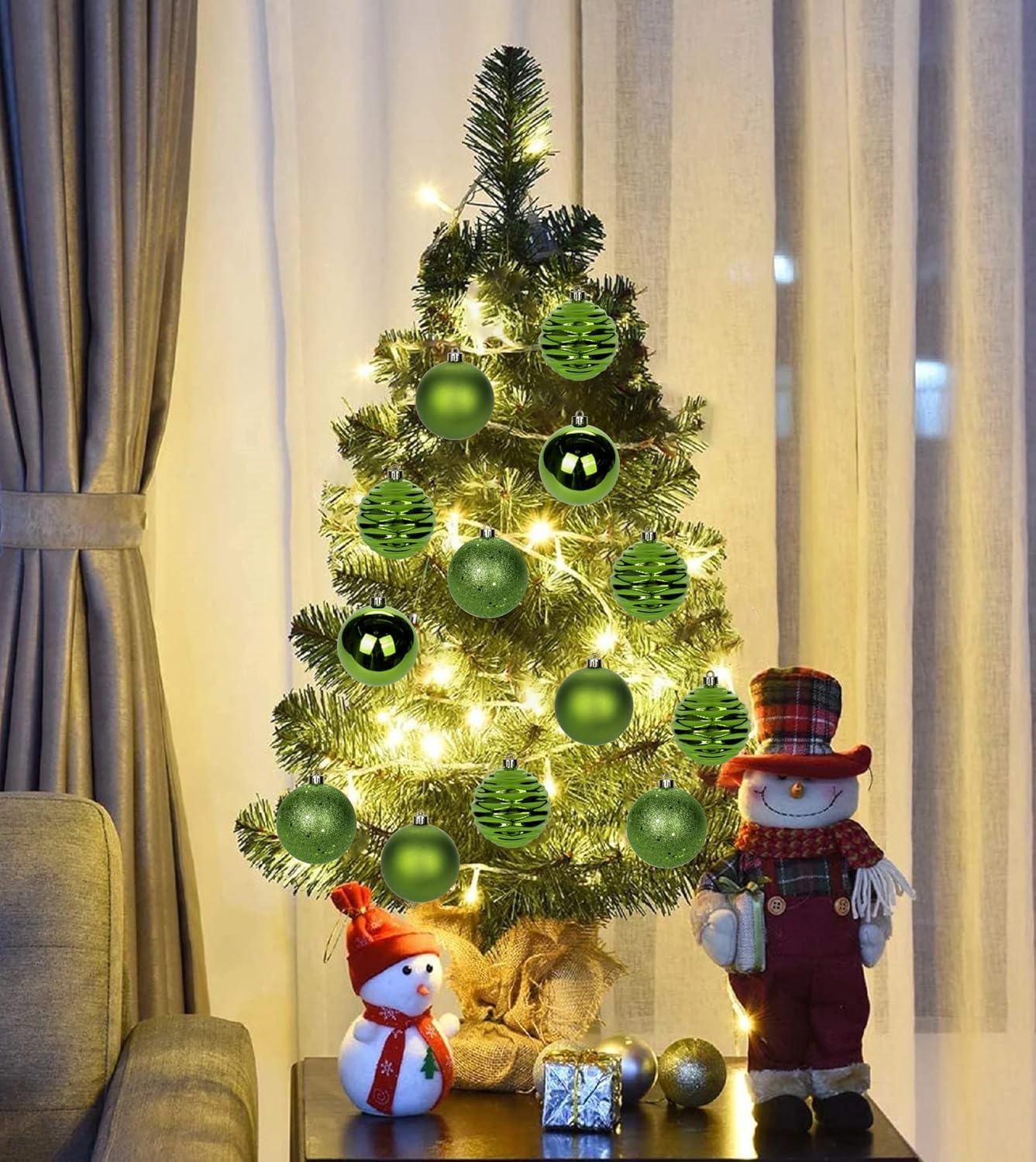 Skiennix Green Christmas Ball Ornaments - 12Pcs Shatterproof Medium Tree Decorations for Holiday Decor