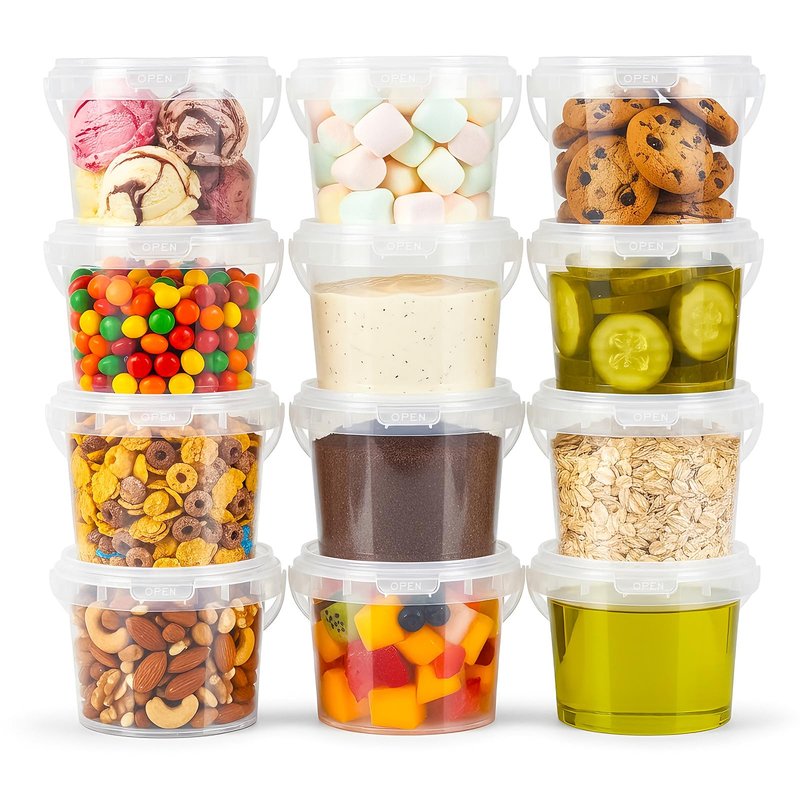 ASEVAT 12PACK, Plastic Storage Containers With Lids Kitchen, Food Storage Containers, Microwave Safe Bowls With Lids, Freezer Safe Containers, Slime, Soup (10 oz/300 ml)