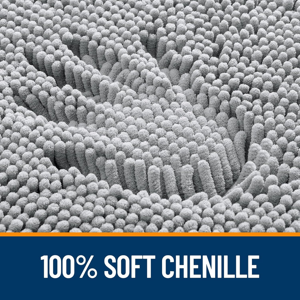 OLANLY Bath Rugs - Extra Soft Chenille with Rubber Backing | Quick Dry, Machine Washable, 30x20, Light Grey