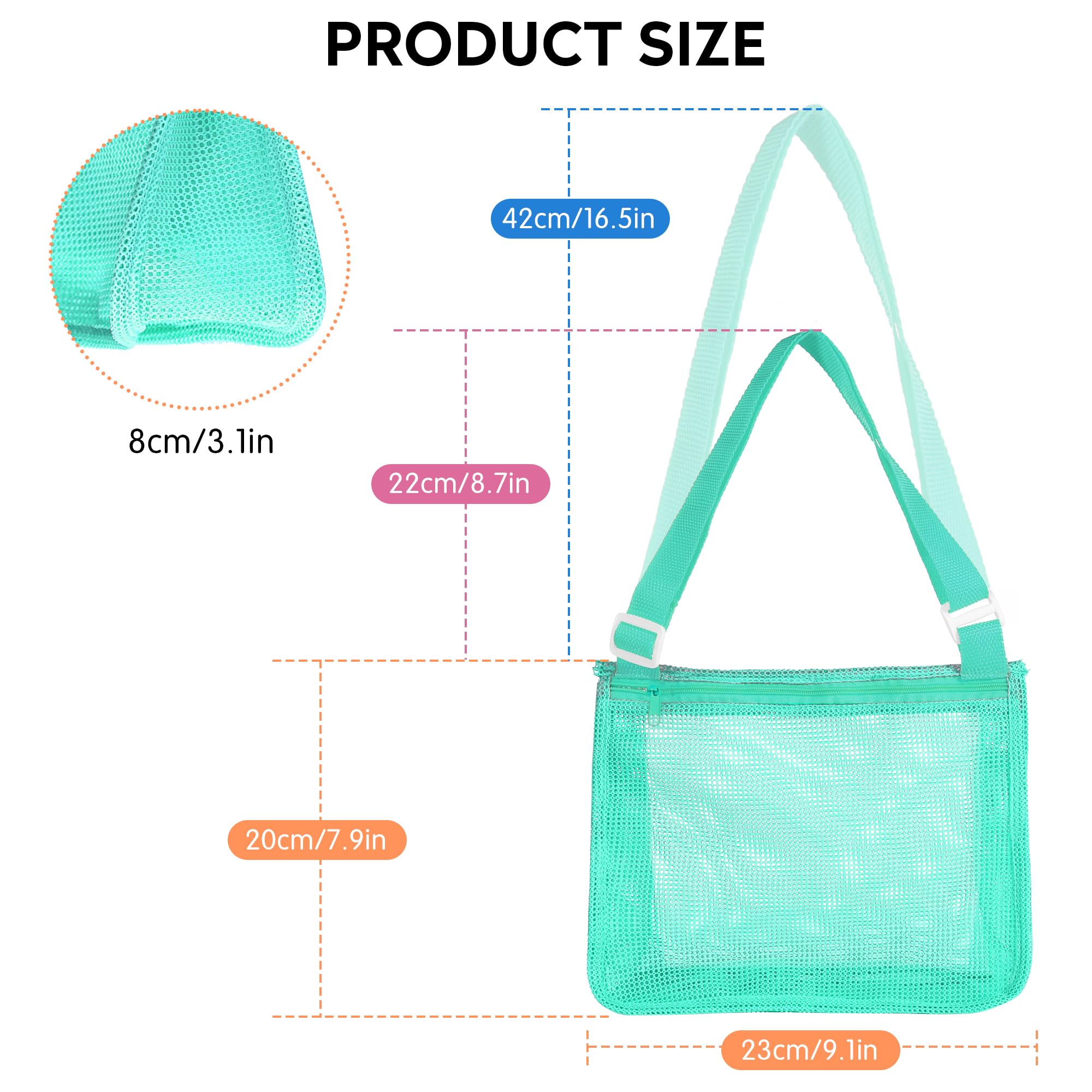 VOROLO 3PCS Mesh Beach Bag for Holding Toys,Sand Towels Tote for Kids Seashell Collecting,Shell Bags for Children Picnic,Swimming Accessories for Boys and Girls