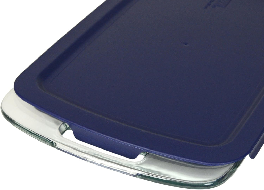 Pyrex C-233 3Qt Easy Grab Glass Baking Dish with Blue Lid | Durable & Oven Safe