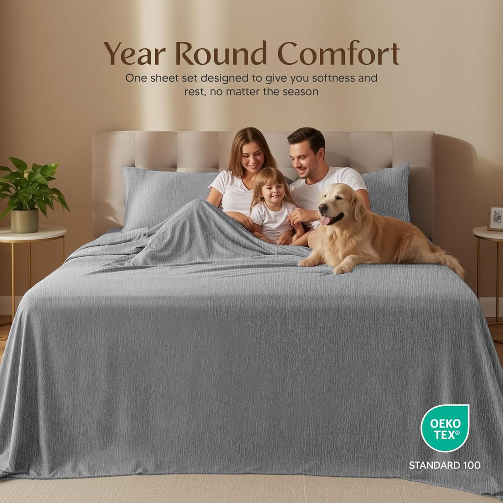 Utopia Bedding Queen Size Sheet Set - Soft, Breathable Microfiber | 4-Piece in Heather Grey
