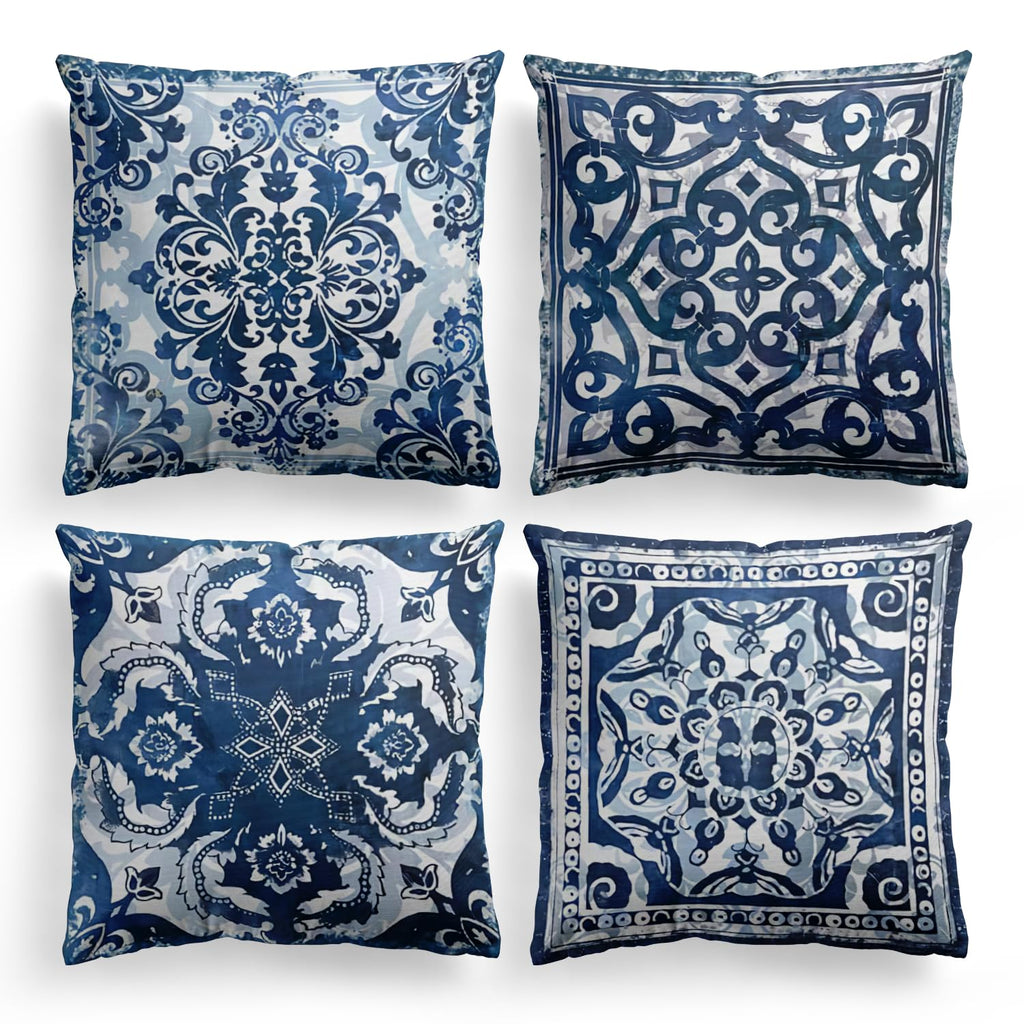 M-Qizi Blue Throw Pillows Covers for Couch, Decorative Pillow Covers 18x18 Set of 4, Blue and White Pillow Covers, Chinoiserie Pillow Cover, Chinoiserie Décor