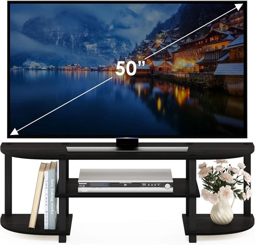 Furinno Wide TV Entertainment Center - Stylish Espresso/Black Finish for Modern Living Rooms