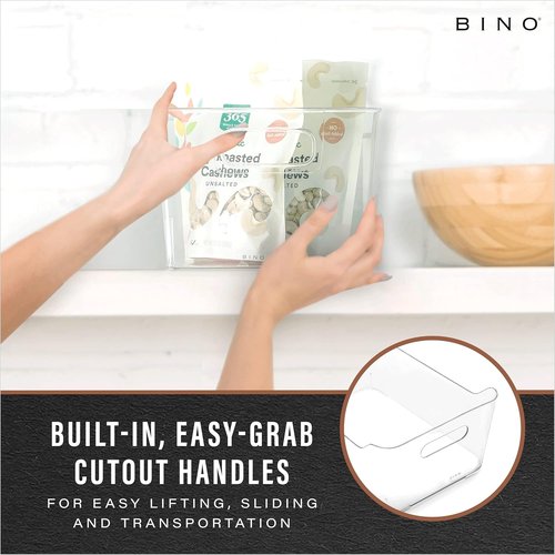 BINO Plastic Storage Bins - Large 2 Pack, Clear | Pantry & Fridge Organizers | Kitchen Cabinet Solutions