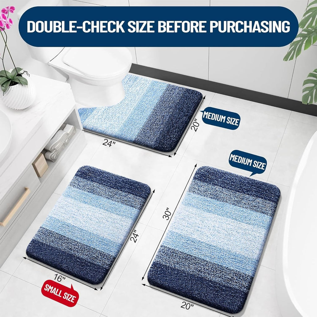 OLANLY Bathroom Runner Rug - Extra Soft Microfiber Mat | Quick-Dry, Washable, 70x24 Inches, Navy